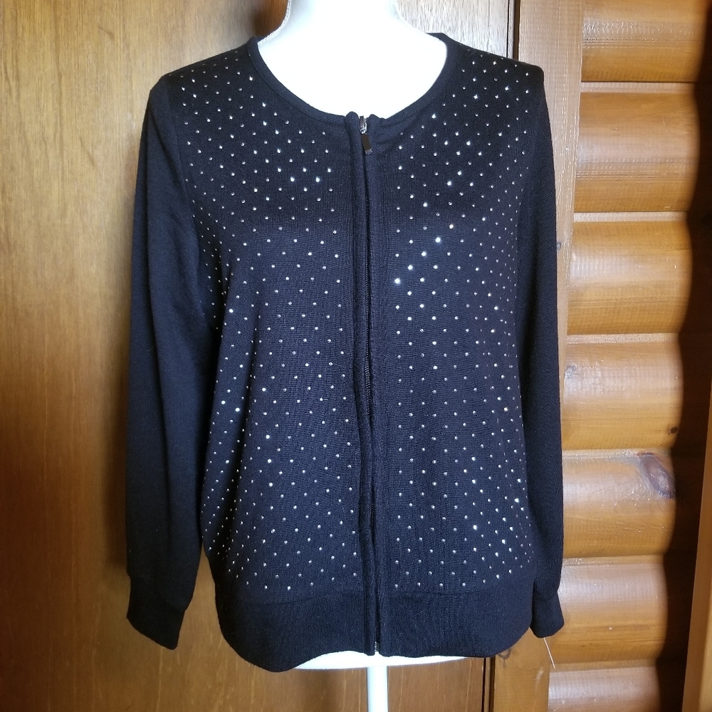 NWT Cathy Daniels Black Studded Cardigan Sweater Sz M
